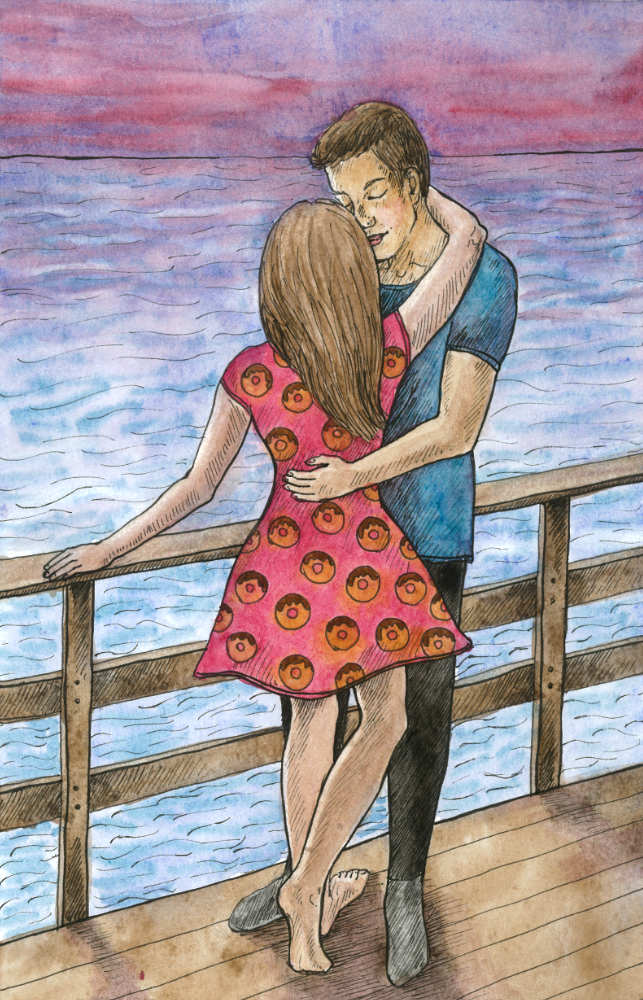 Illustratsioon suvisest armastusest mere ääres