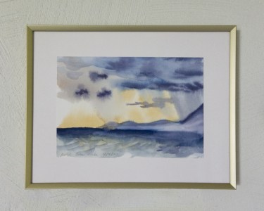 akvarellmaal Kreeka vaade I raamiga