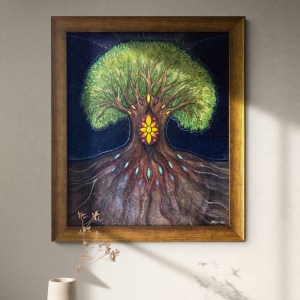 akvarellmaal Hingeaknad raamiga seinal