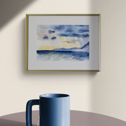 akvarellmaal Kreeka vaade I interjööris