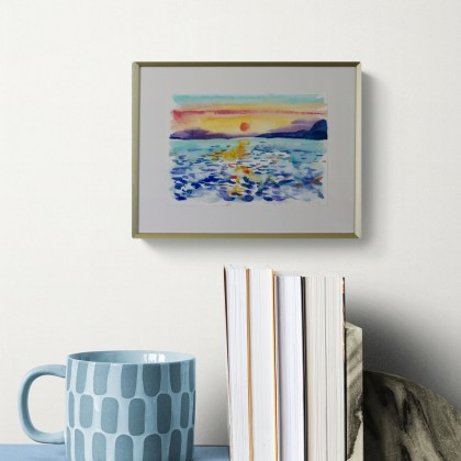 akvarellmaal Kreeka vaade II interjööris