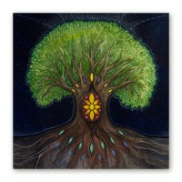 Poster helendavate akendega ilmapuust tumedal taustal, 