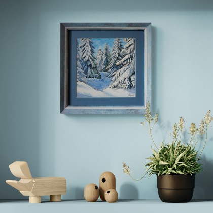 Akvarellmaal tindijoonistusega - Jõuluhommikune metsaskäik isaga