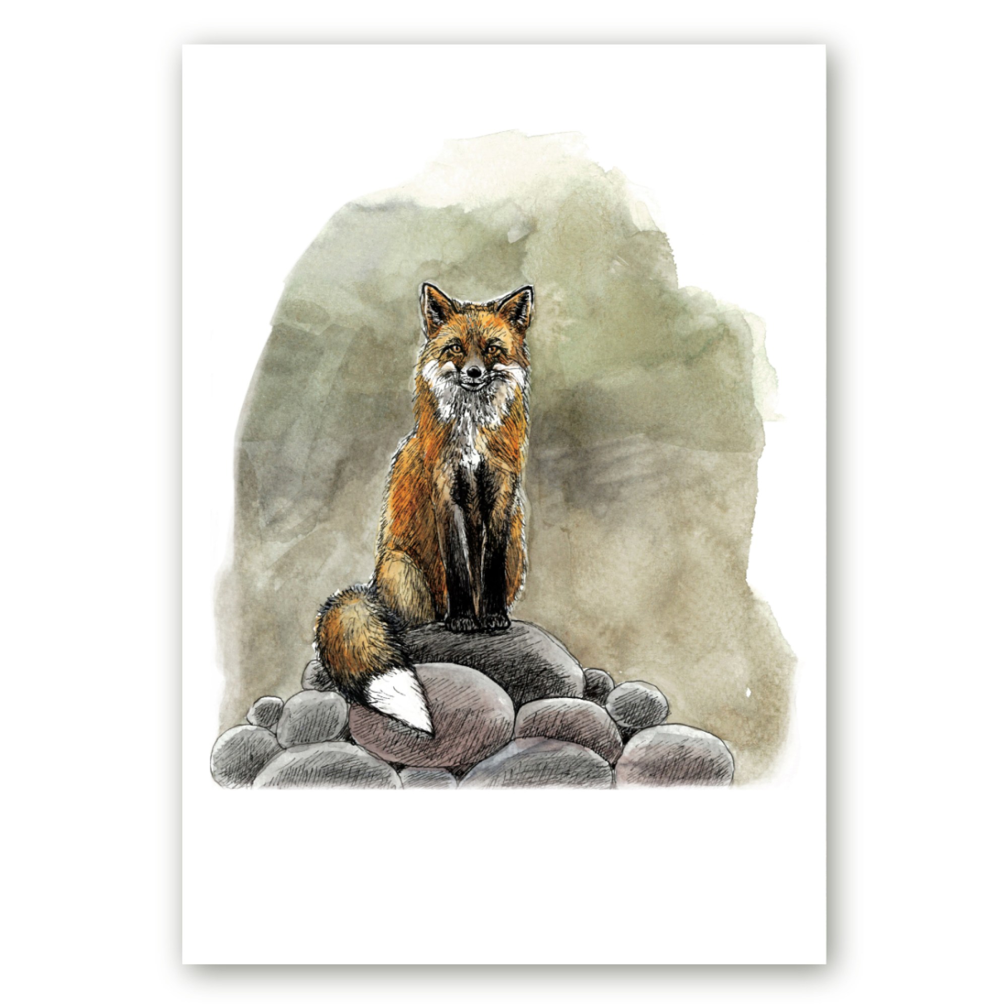 Poster kivihunniku otsas istuva rebasega kunstnik Maria Välja illustratsioonist.