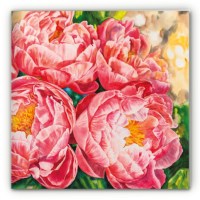 Õnnitluskaart õrnroosade pojengidega akvarellmaalist