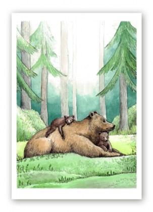 poster kolme karu illustratsiooniga