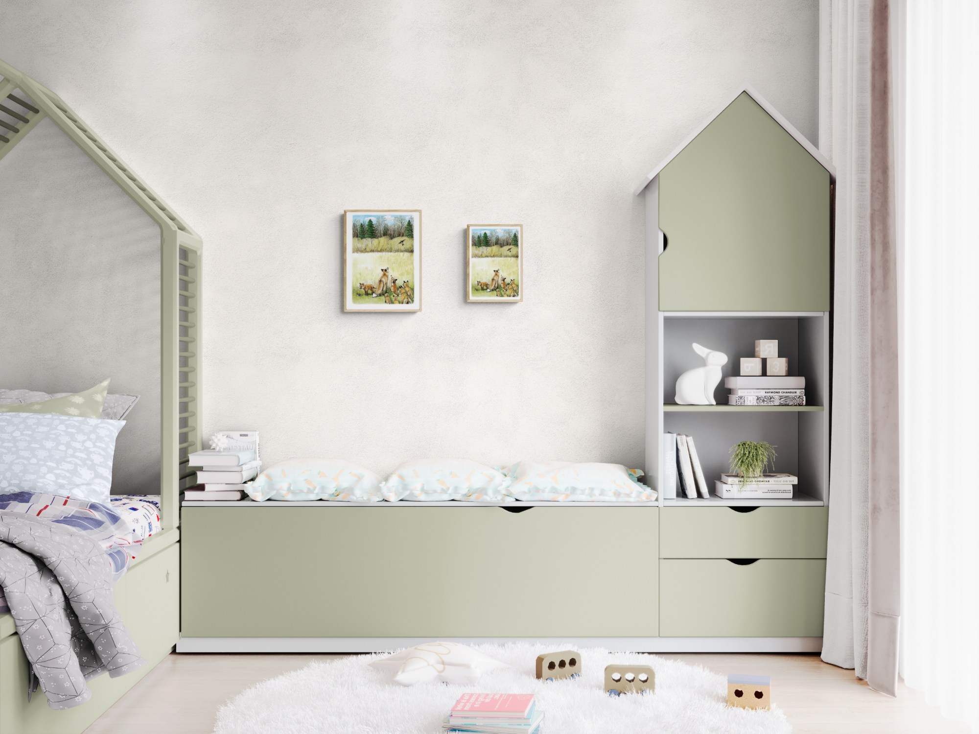 Poster Rebasepere niidul erinevad suurused interjööris